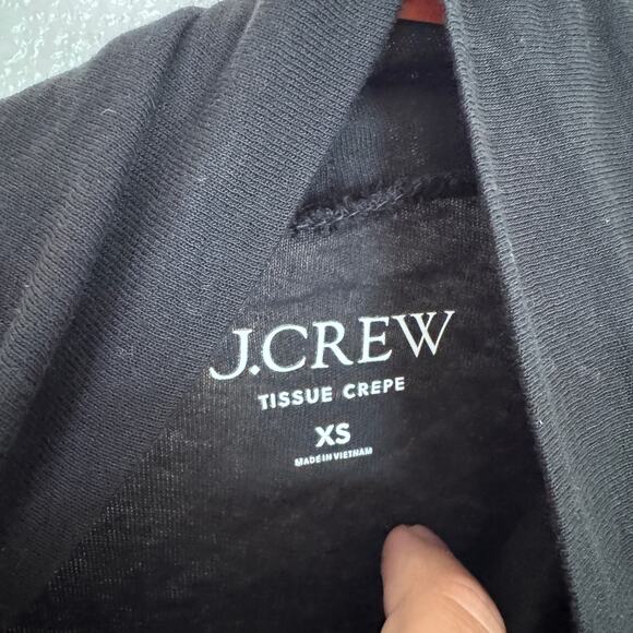 J.Crew Tissue Crepe Turtleneck Shirt WMNS XS Black Long Sleeve Pullover Cotton - Picture 4 of 7